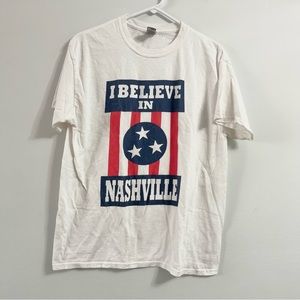Gildan I Believe in Nashville Heavy Cotton Tee Shirt w Flag Large